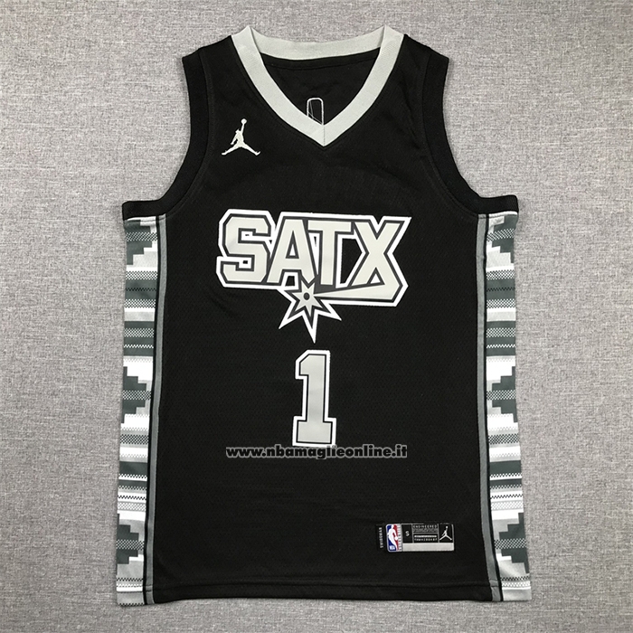 Maglia Bambino San Antonio Spurs Victor Wembanyama #1 Statement 2022-23 Nero